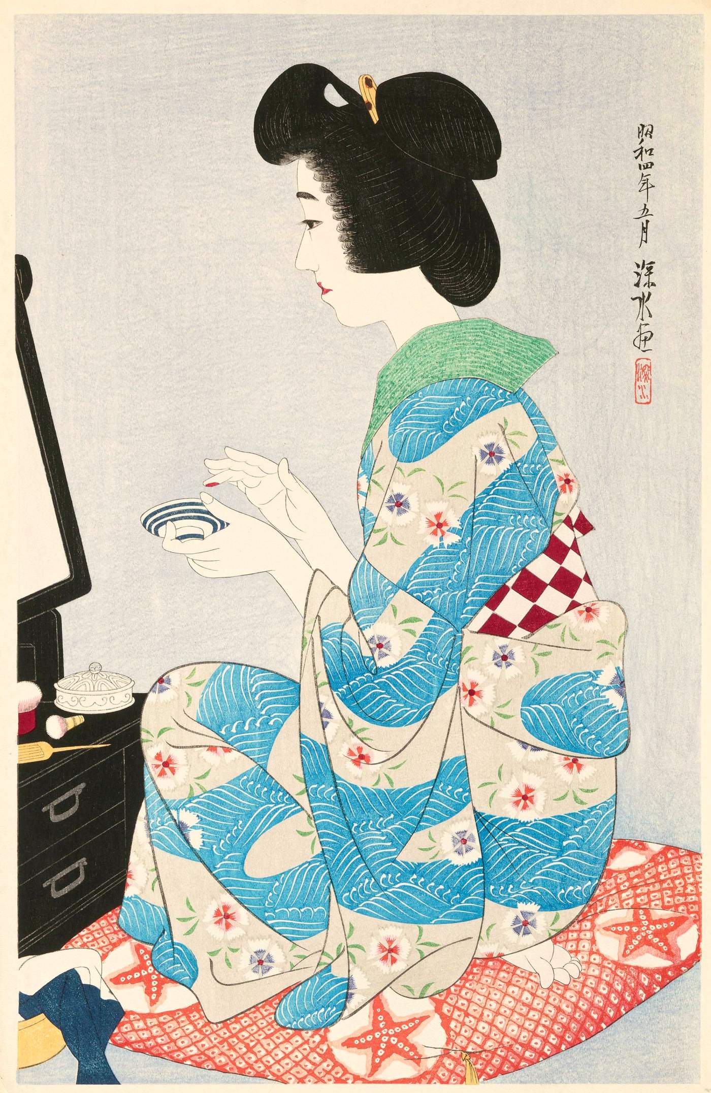 Rouge (Lipstick) - Ito Shinsui Catalogue woodblock print
