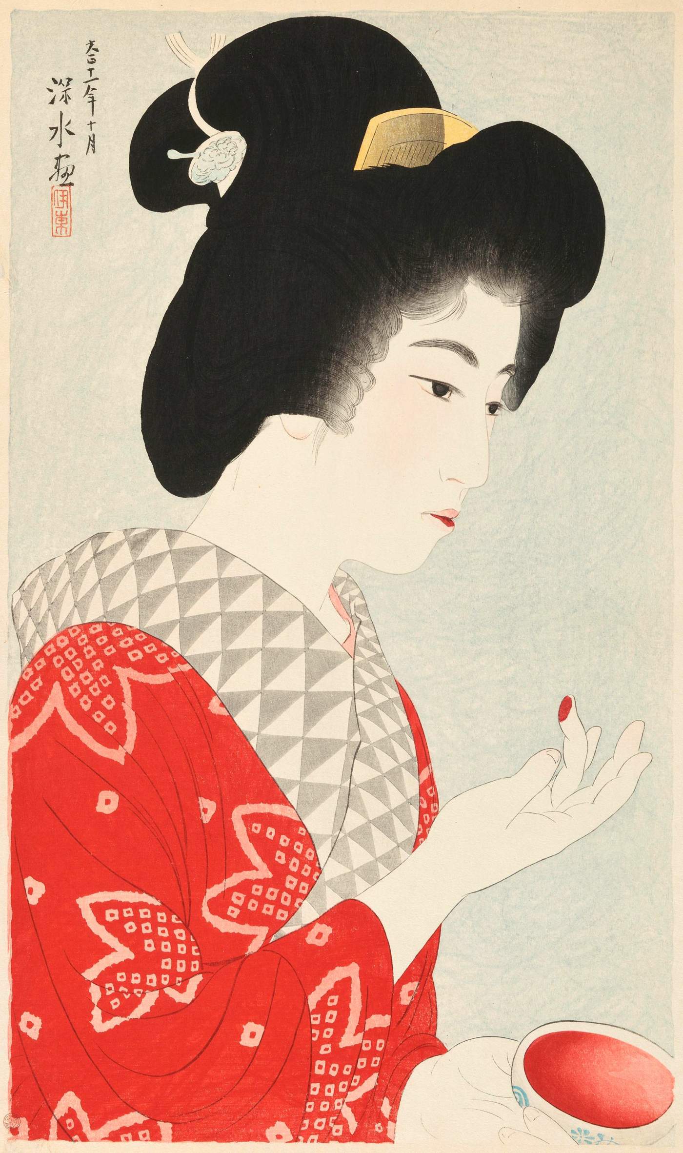 Rouge (Lipstick) - Ito Shinsui Catalogue woodblock print