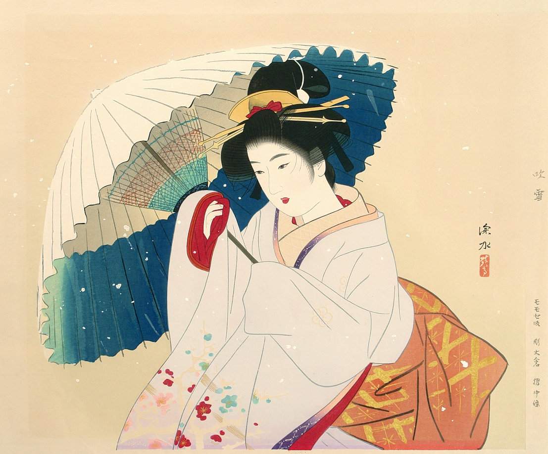 Snow Storm - Ito Shinsui Catalogue woodblock print