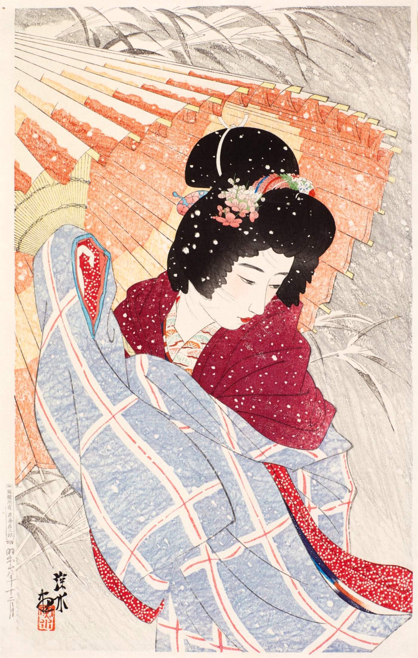 Snowstorm - Ito Shinsui Catalogue woodblock print