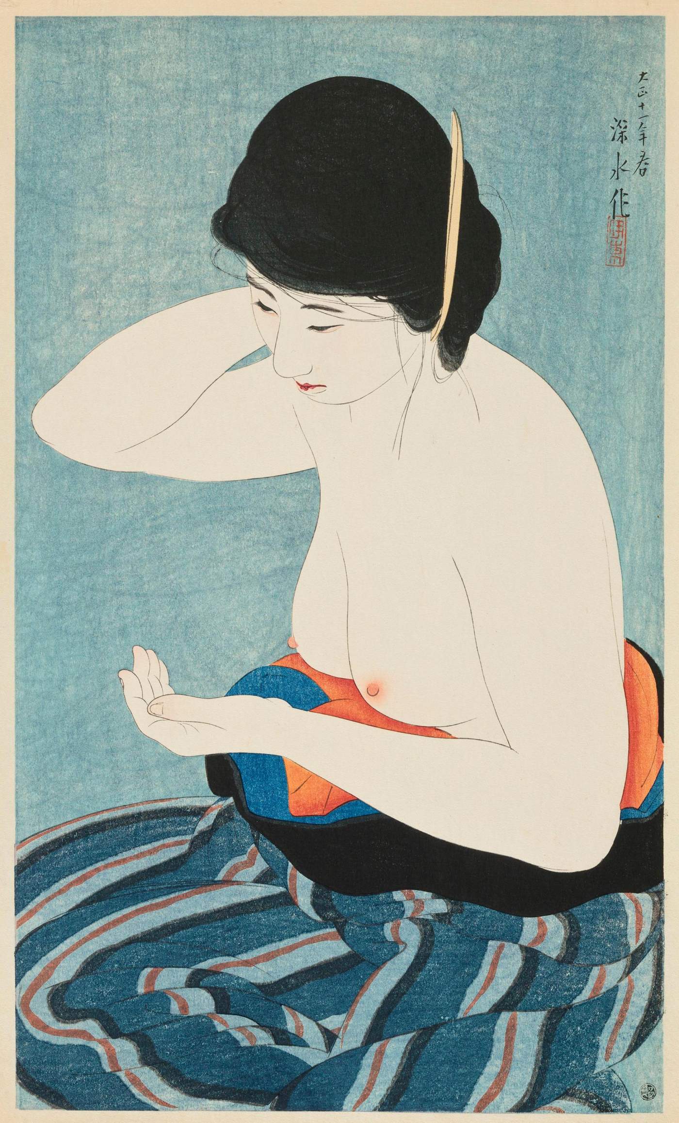 Woman at Her Makeup - Ito Shinsui Catalogue woodblock print