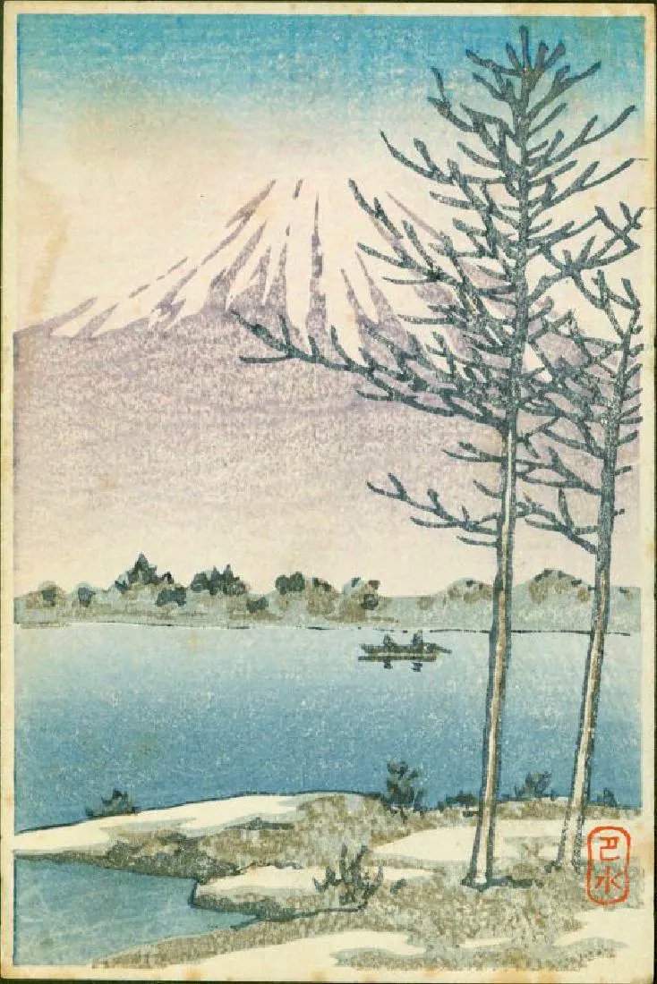 After Snow at Lake Yamanaka - Kawase Hasui Catalogue woodblock print