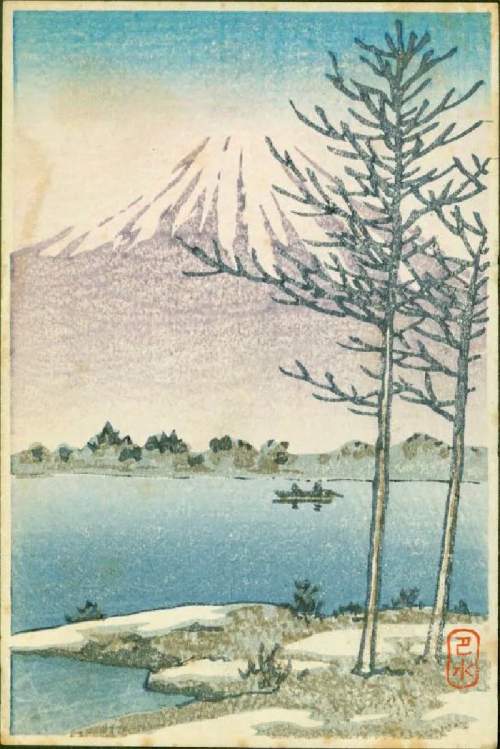 Kawase Hasui - After Snow at Lake Yamanaka thumbnail