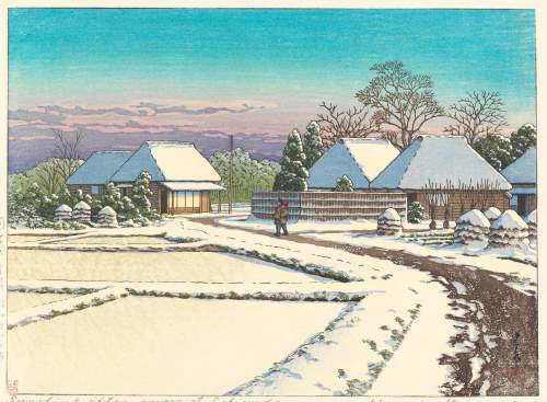 Kawase Hasui - After Snow at Sekiyado thumbnail