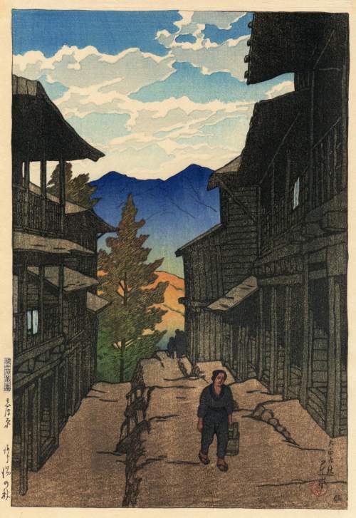 Kawase Hasui - Autumn at Arayu Hot Springs, Shiobara thumbnail