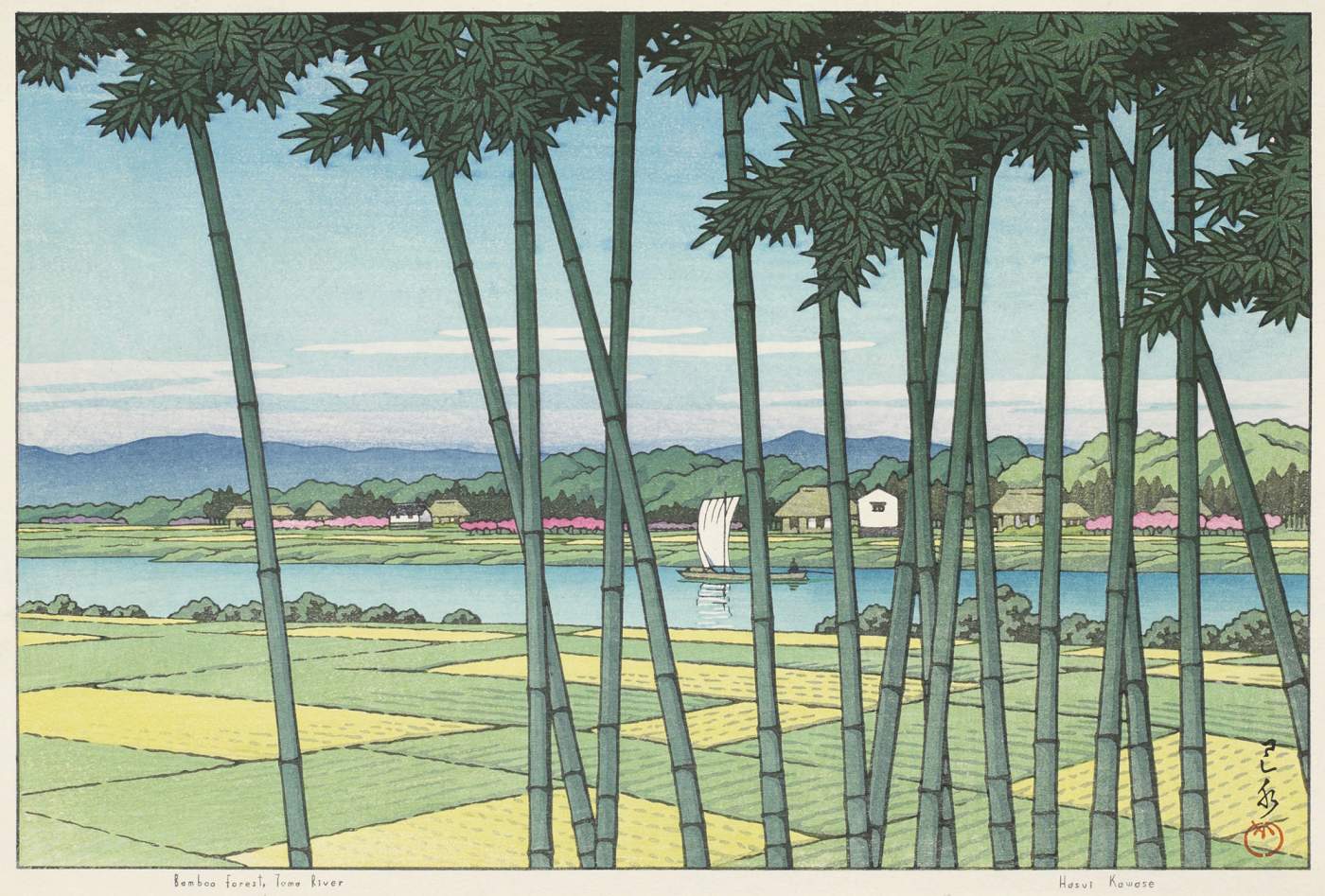 Bamboo Forest, Tama River - Kawase Hasui Catalogue woodblock print