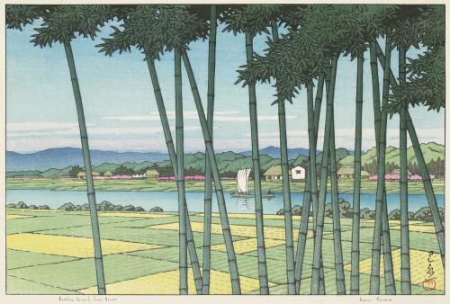 Kawase Hasui - Bamboo Forest, Tama River thumbnail