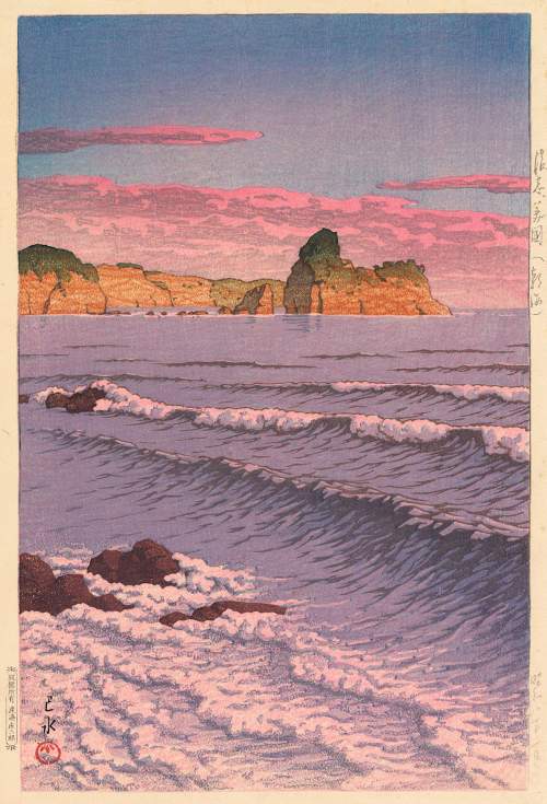 Kawase Hasui - Bikuni, Shiribeshi, Morning Sea thumbnail