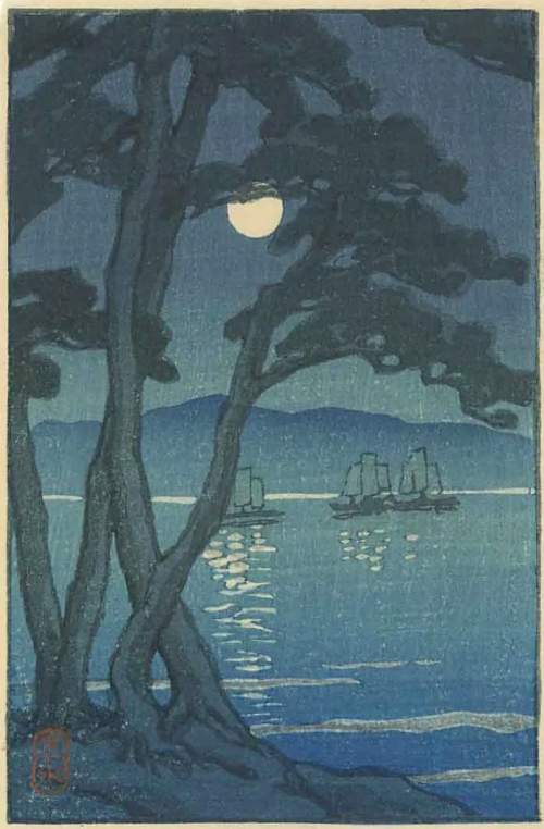 Kawase Hasui - Boats at Night thumbnail