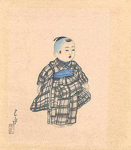 Costume Doll (4) - Kawase Hasui Catalogue woodblock print