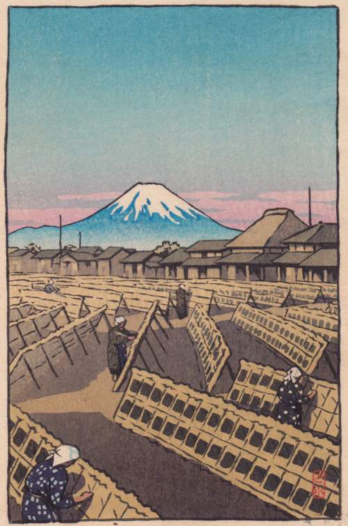 Kawase Hasui - Drying Nori and Mount Fuji thumbnail