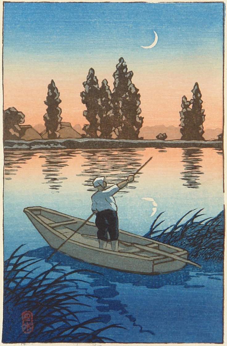 Evening at Itako - Kawase Hasui Catalogue woodblock print