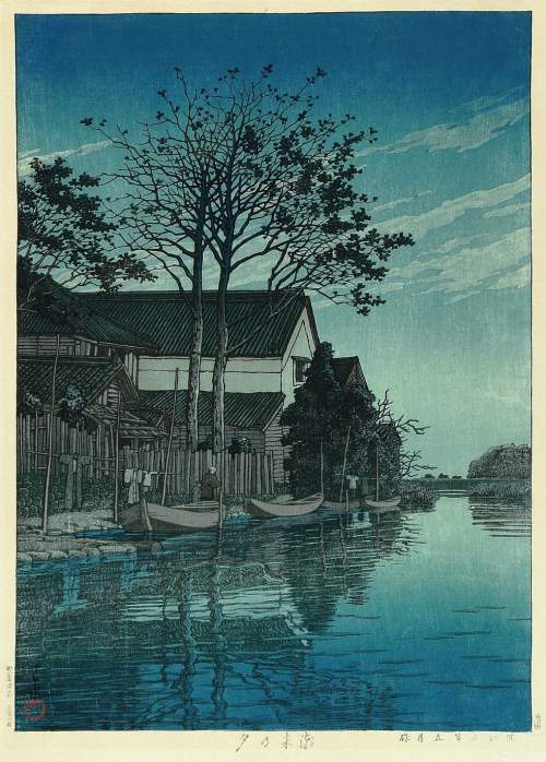 Kawase Hasui - Evening at Itako thumbnail