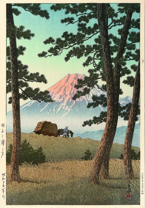 Kawase Hasui - Evening at Tagonoura Bay thumbnail