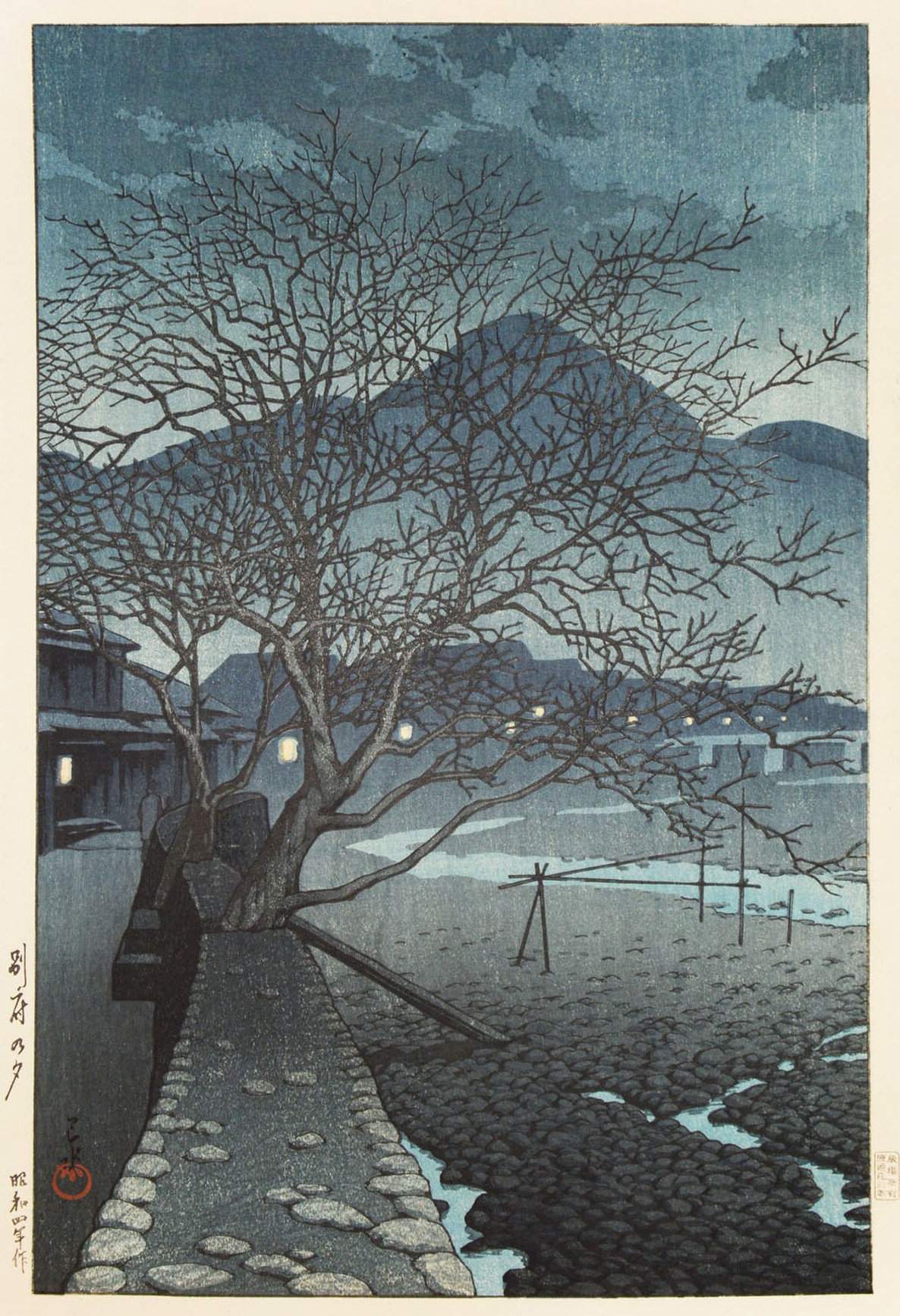 Evening in Beppu - Kawase Hasui Catalogue woodblock print