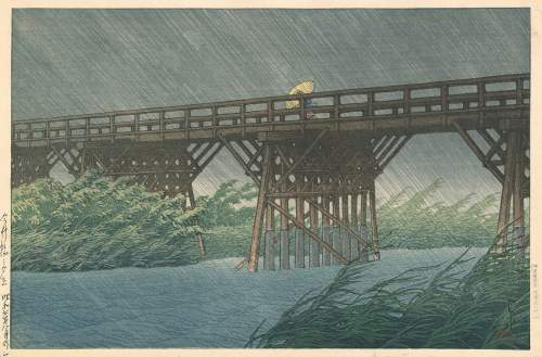 Kawase Hasui - Evening Shower at Imai Bridge thumbnail