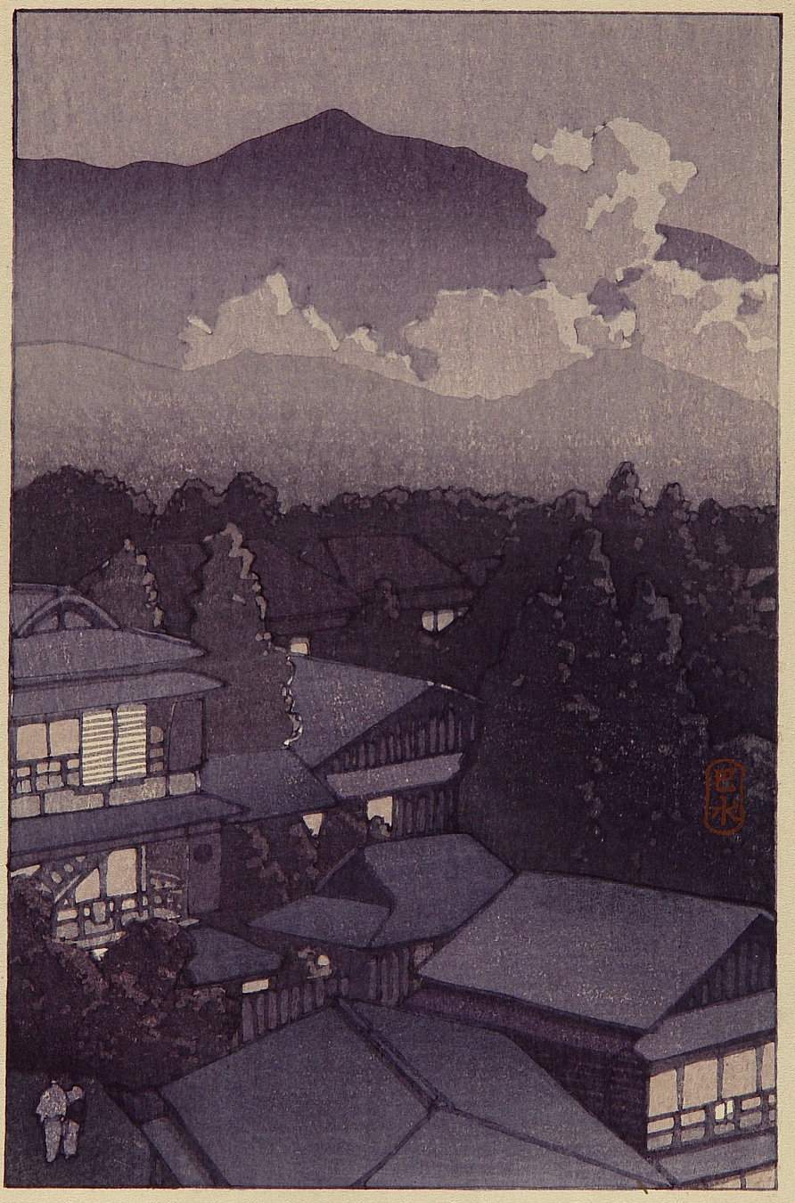 Evening View of Mountain Resort - Kawase Hasui Catalogue woodblock print