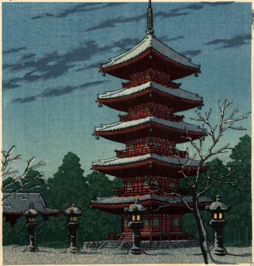 Kawase Hasui - Five-storied Pagoda thumbnail