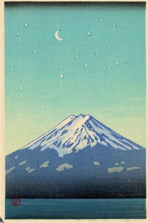 Kawase Hasui - Fuji and Crescent Moon thumbnail