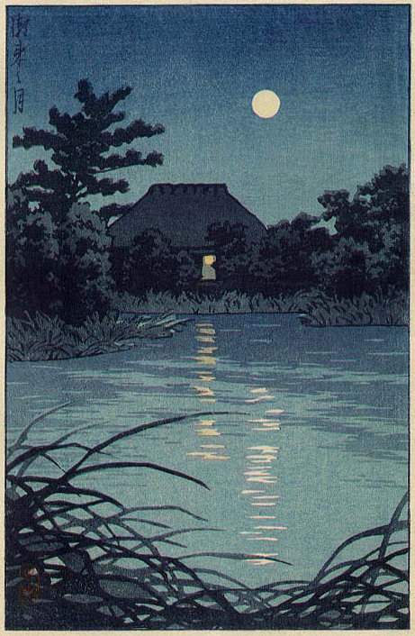 Kawase Hasui - Full Moon and Country House thumbnail
