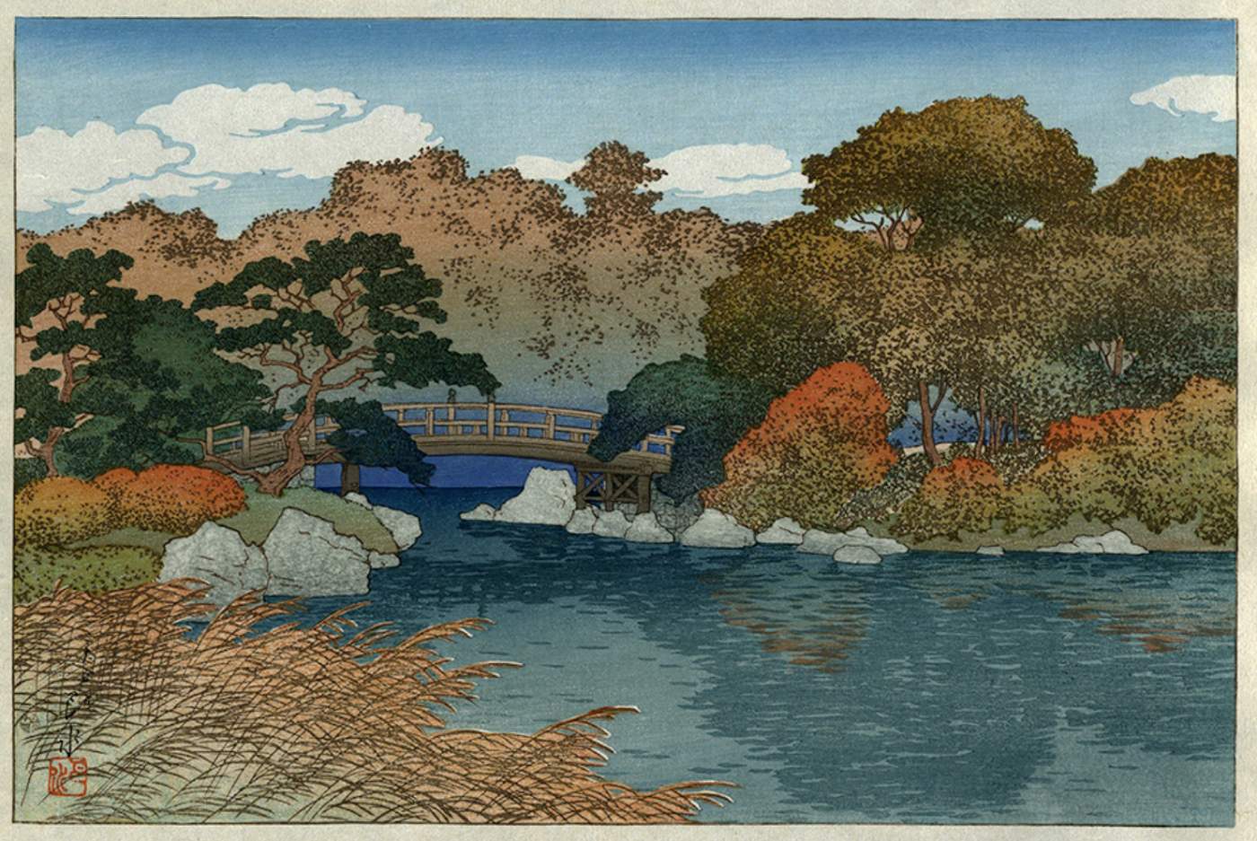 The Garden in Autumn - Kawase Hasui Catalogue woodblock print