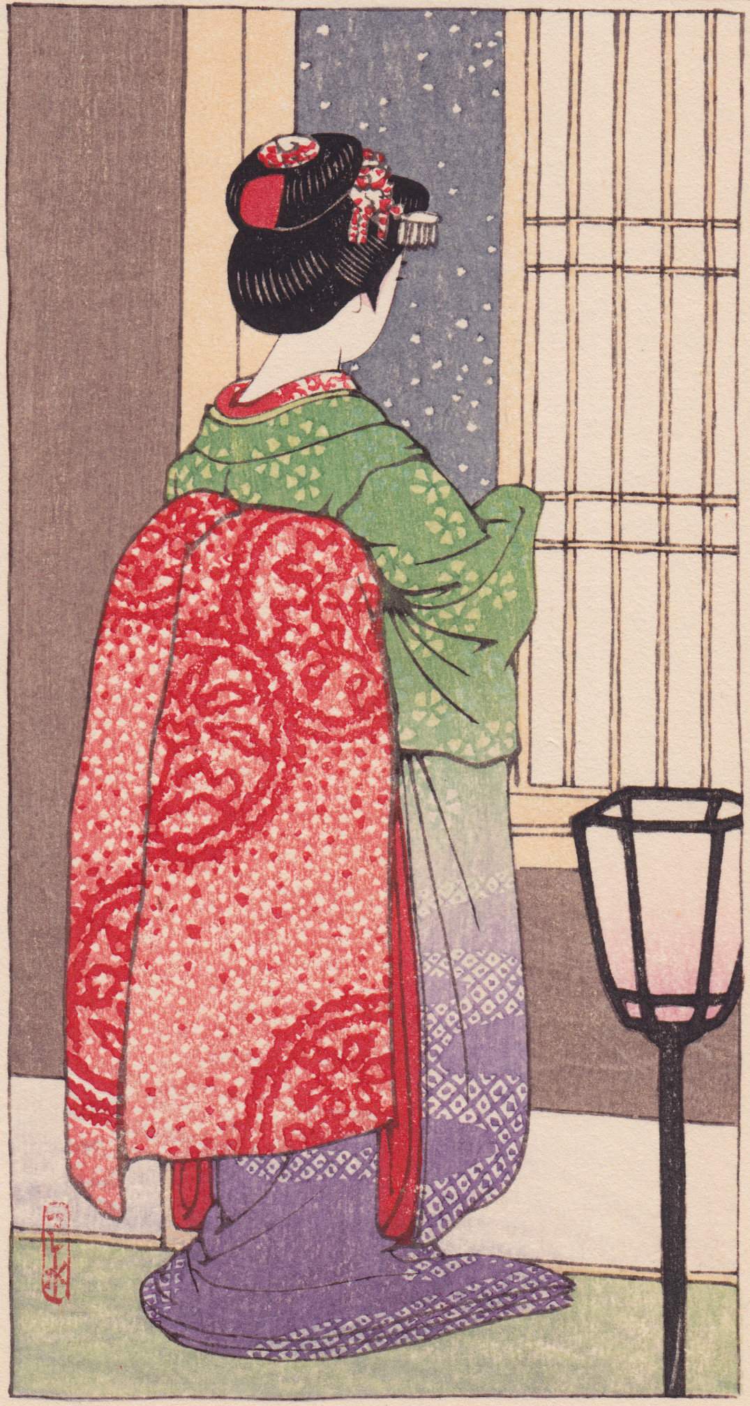 Geisha Girl frontispiece - Kawase Hasui Catalogue woodblock print
