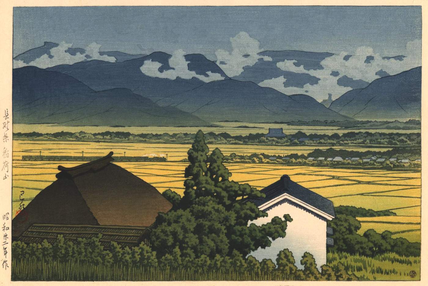 Inariyama, Nagano - Kawase Hasui Catalogue woodblock print