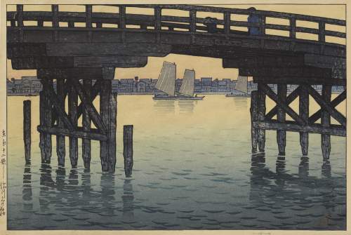 Kawase Hasui - Kaminohashi Bridge, Fukagawa thumbnail