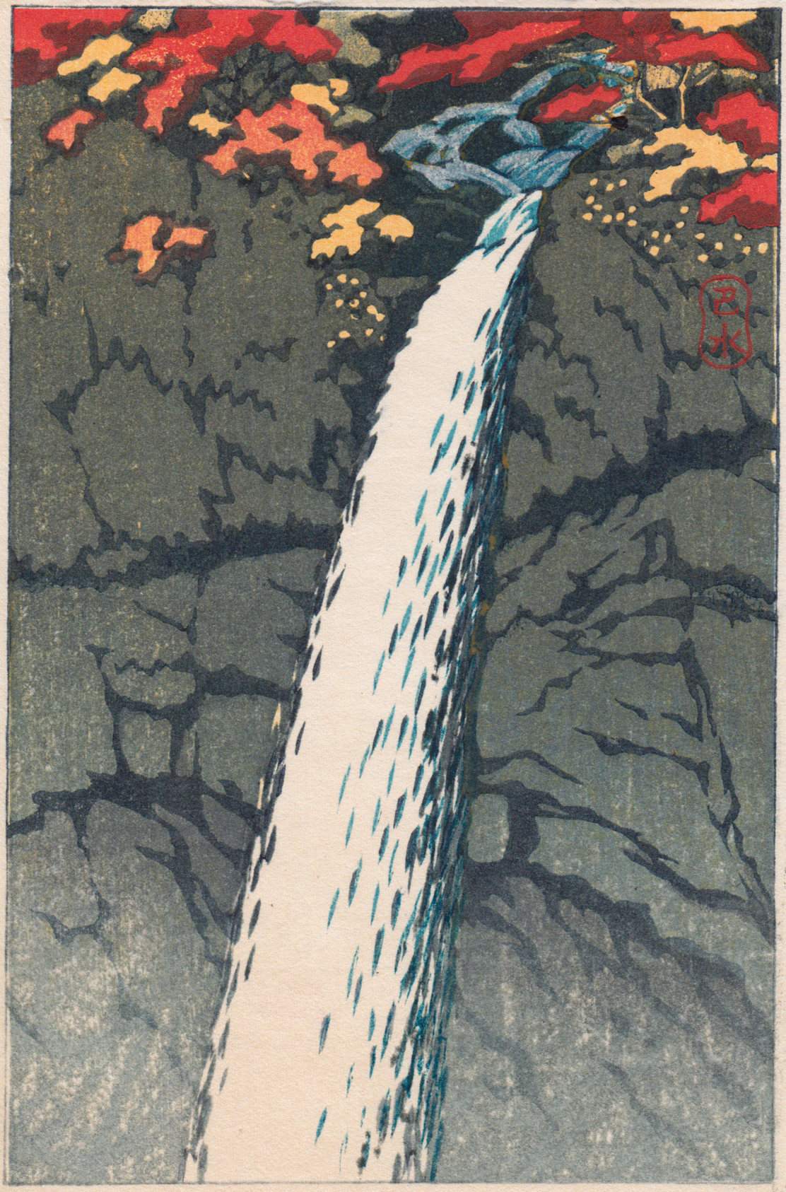 Kegon Falls, Nikko - Kawase Hasui Catalogue woodblock print