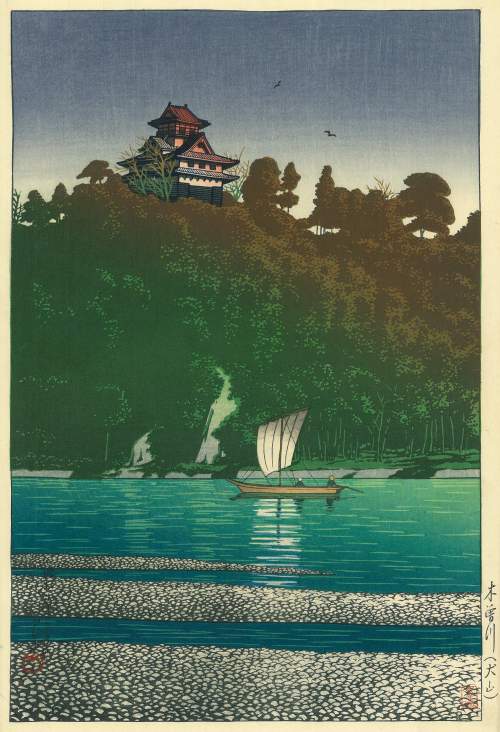Kawase Hasui - Kiso River, Inuyama thumbnail