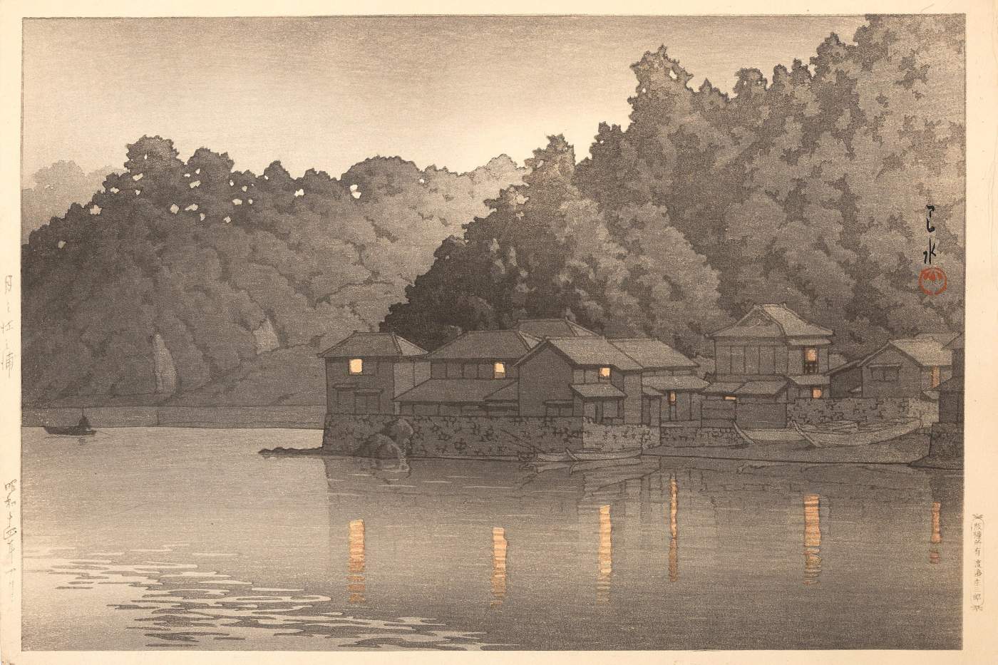 Moon at Enoura - Kawase Hasui Catalogue woodblock print