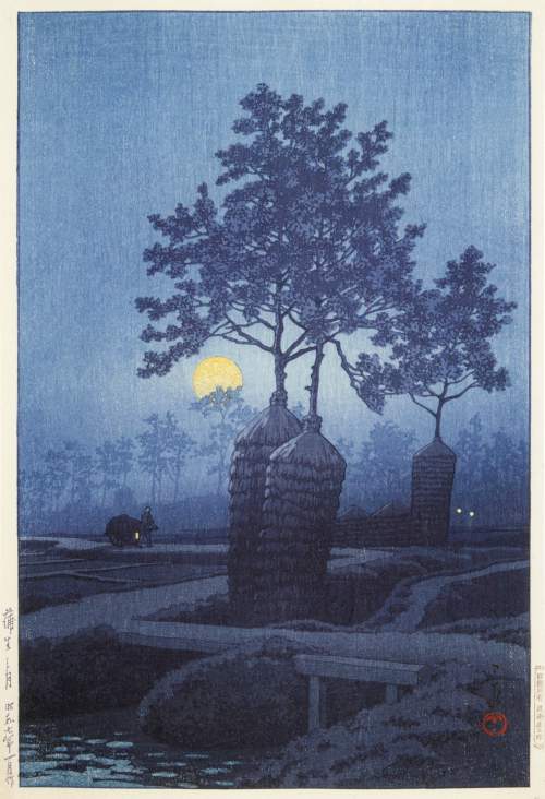 Kawase Hasui - Moon at Gamo thumbnail