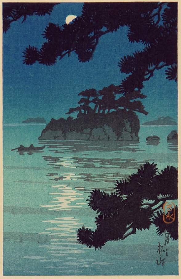 Moon at Matsushima - Kawase Hasui Catalogue woodblock print