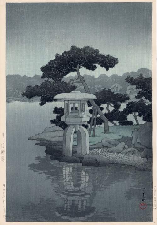 Kawase Hasui - Moon over Kiyosumi Garden thumbnail