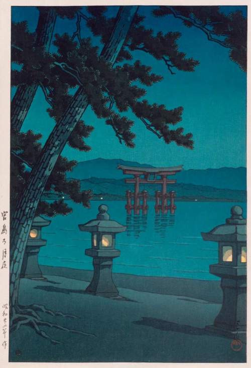 Kawase Hasui - Moonlit Night, Miyajima thumbnail