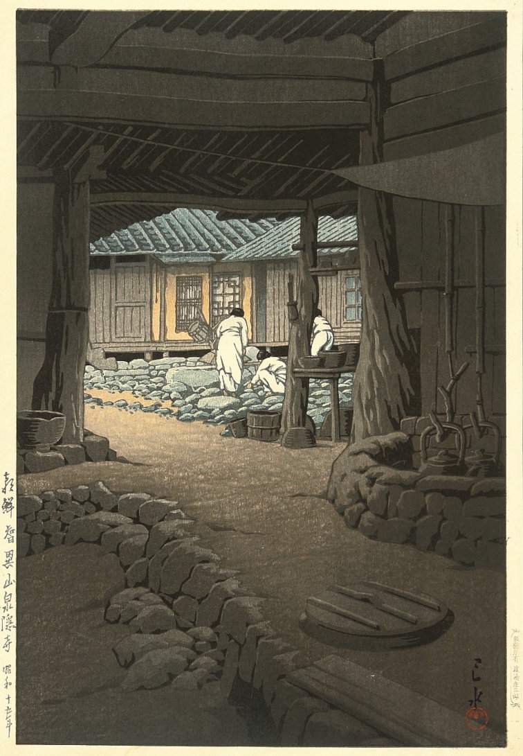 Moranbong Hill, Pyongyang, Korea - Kawase Hasui Catalogue woodblock print