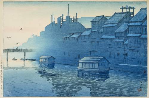 Kawase Hasui - Morning at Doton-bori thumbnail