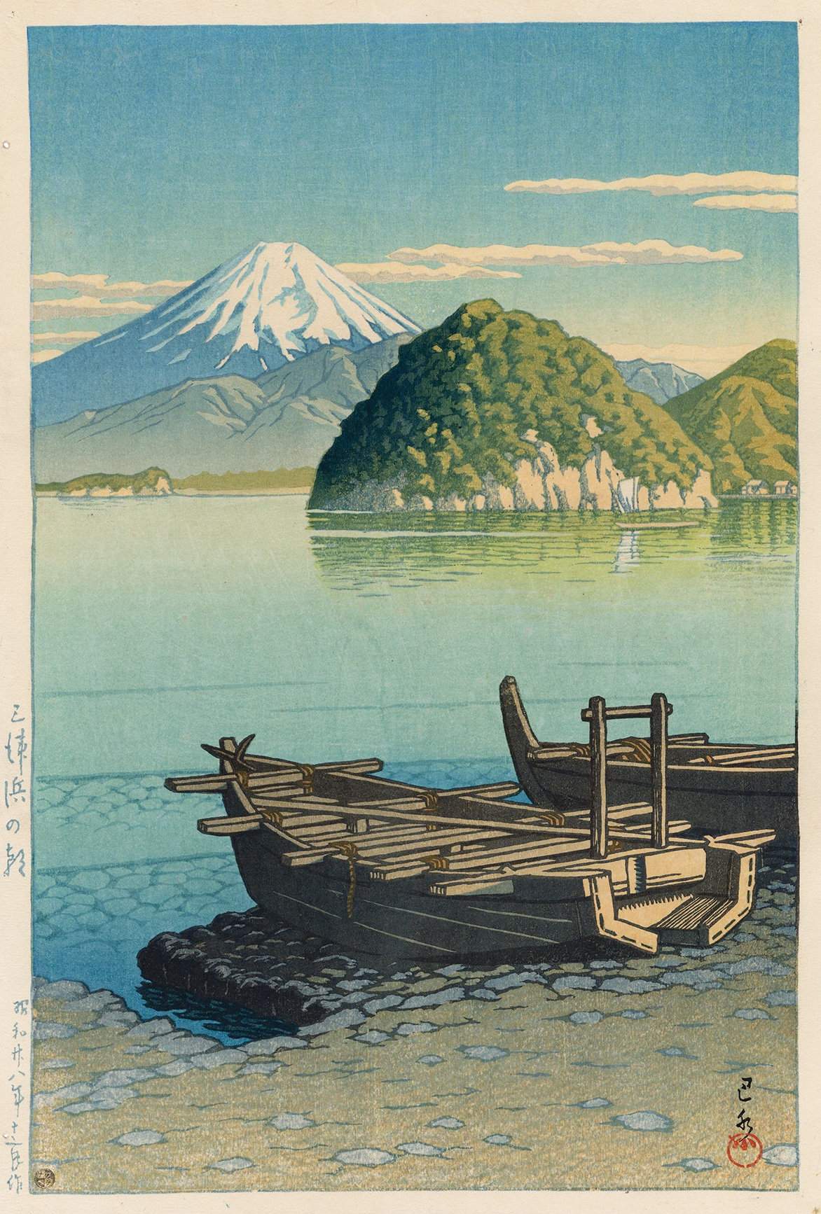 Morning at Mito Beach - Kawase Hasui Catalogue woodblock print