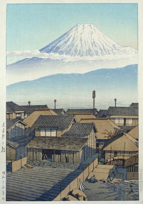 Kawase Hasui - Morning at Motoyoshiwara thumbnail