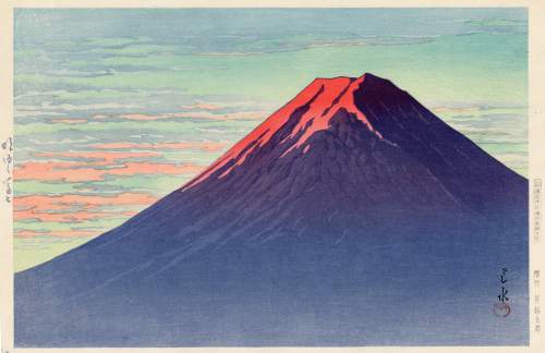 Kawase Hasui - Mount Fuji at Dawn thumbnail