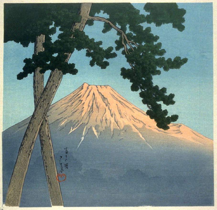Mount Fuji at Dawn - Kawase Hasui Catalogue woodblock print
