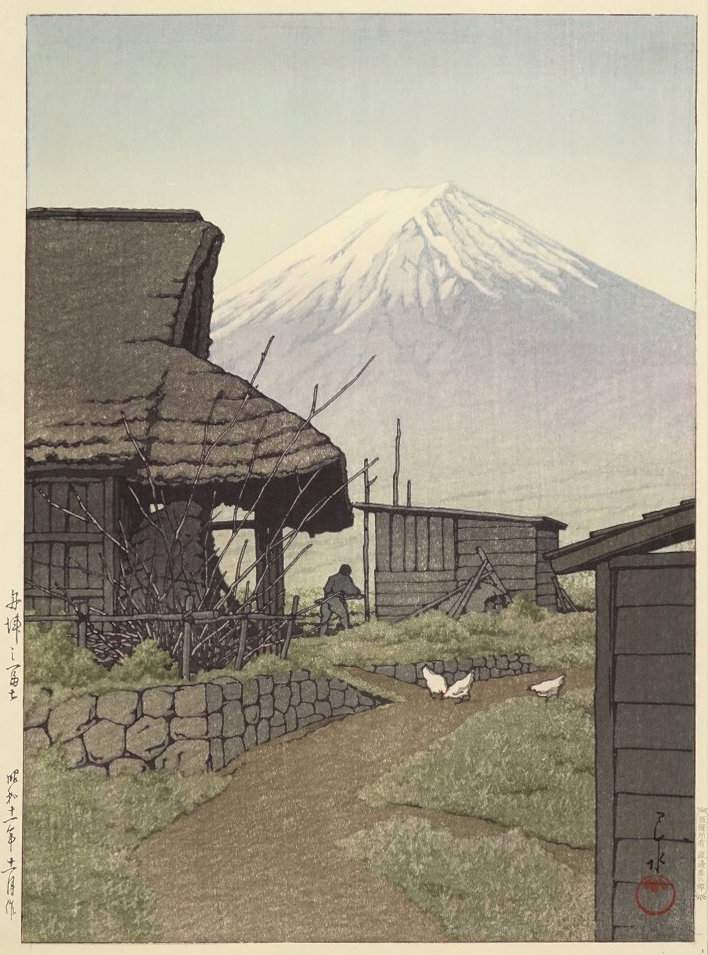 Mount Fuji from Funatsu - Kawase Hasui Catalogue woodblock print