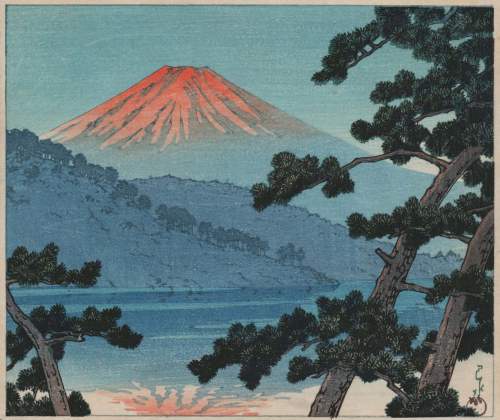Kawase Hasui - Mount Fuji from Lake Shoji thumbnail