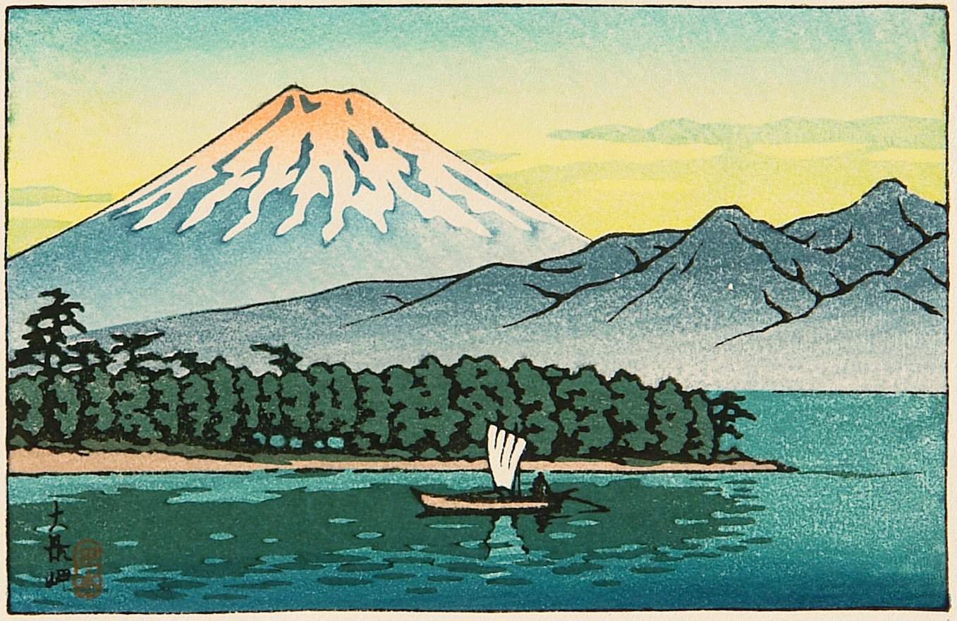 Mount Fuji from Taibusamisaki - Kawase Hasui Catalogue woodblock print