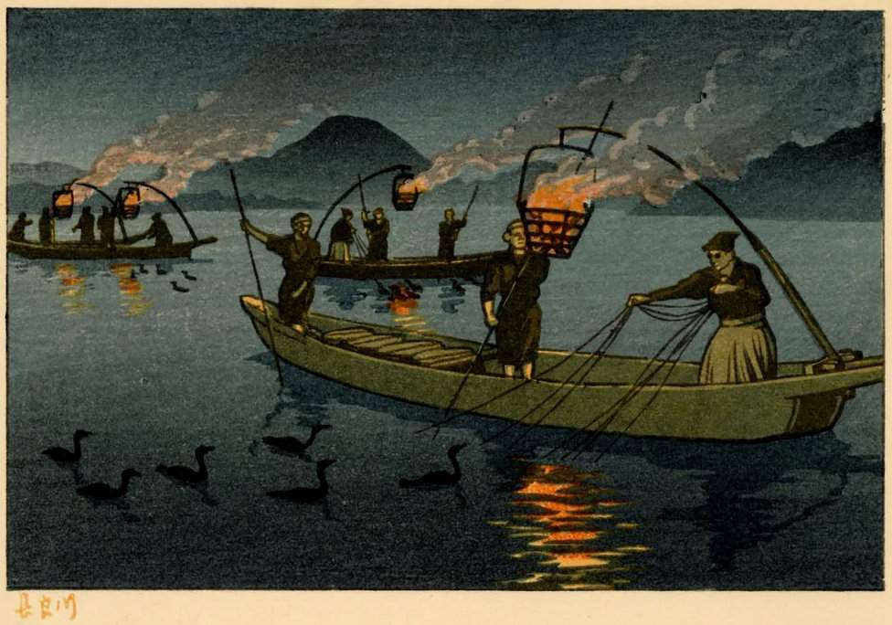 Nagara River (Cormorant Fishing) - Kawase Hasui Catalogue woodblock print