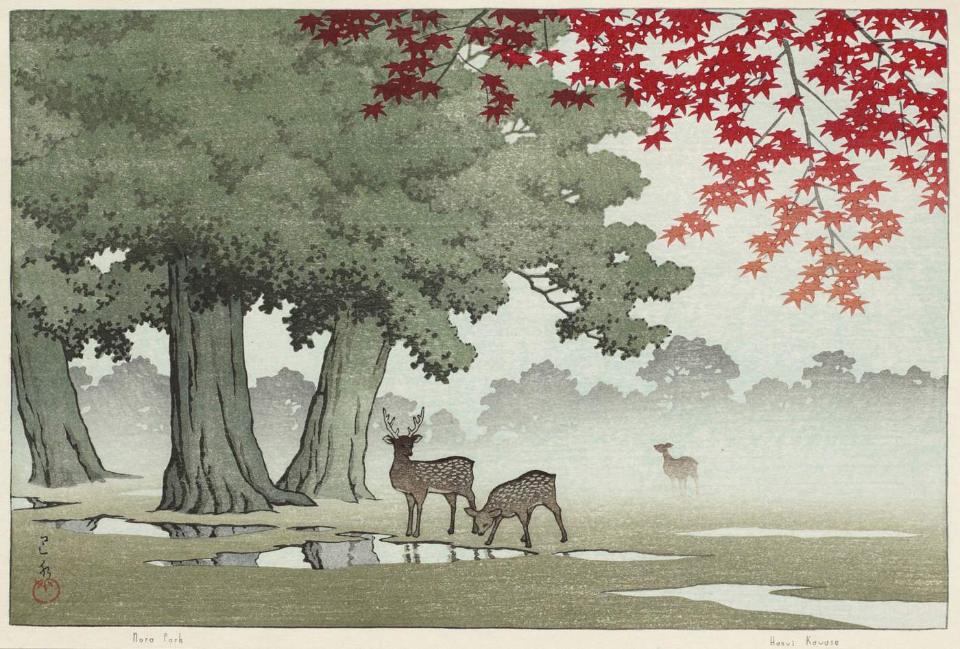 Nara Park - Kawase Hasui Catalogue woodblock print