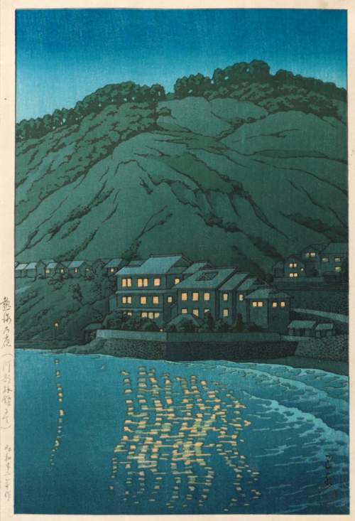 Kawase Hasui - Night at Atami from Abe Inn thumbnail