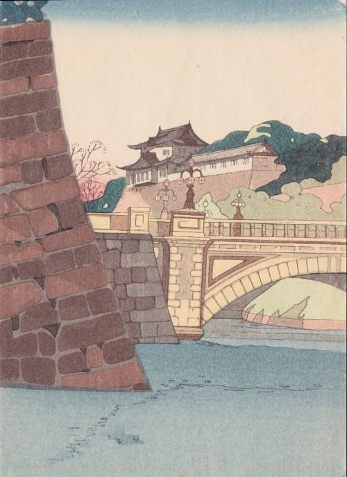 Kawase Hasui - Nijubashi dinner menu thumbnail