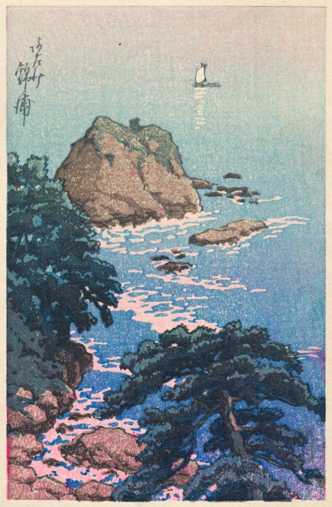 Nishikiura Beach - Kawase Hasui Catalogue woodblock print