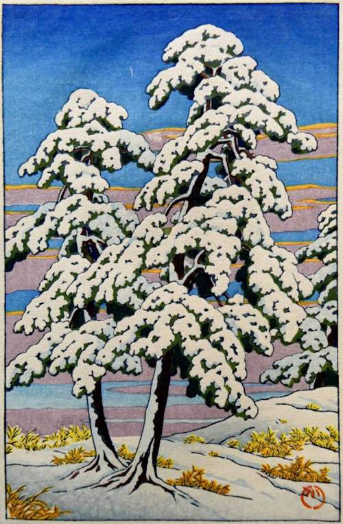 Kawase Hasui - Pine Tree After Snow thumbnail
